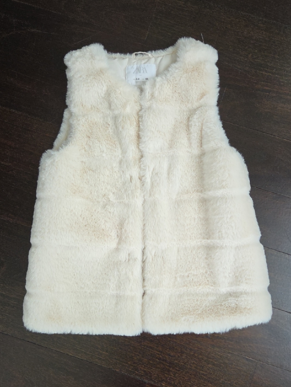NWOT GIRL'S KID'S ZARA FAUX FUR JACKET VEST SIZE 8-9 $60 OFF WHITE CREAM